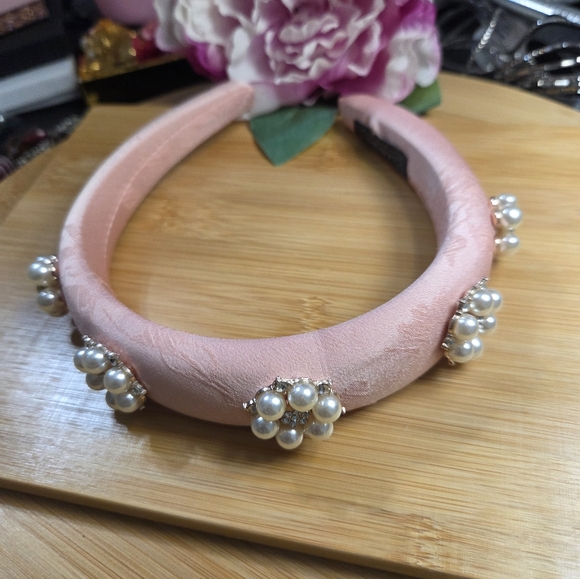 Accessories - Handcrafted Elegant Pink Pearl Embellished Headband
